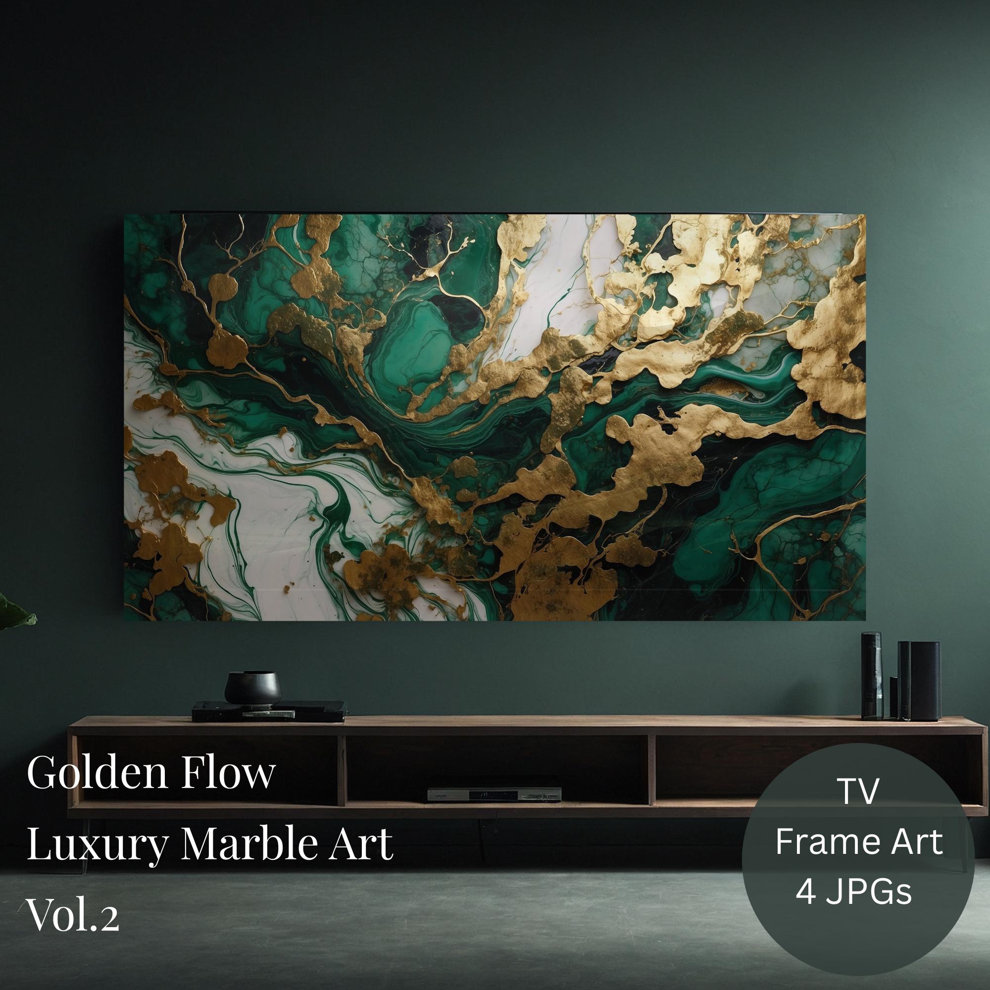 Abstract Marble TV Art / 4 JPGs Digital Downloads / Luxury Gold and Black 16:9 Set