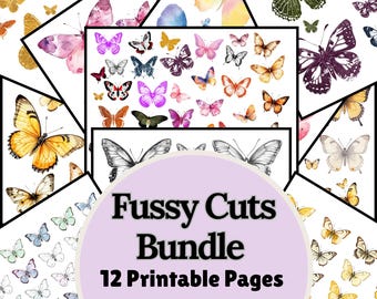 Fussy Cuts Butterflies Bundle - 12 Printable Pages