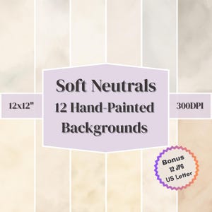 Digitales Papier mit Aquarell-Textur: Beige-cremefarbene Hintergründe für Scrapbook (12x12 "und US Letter JPG)