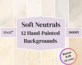 Watercolor Texture Digital Paper: Beige Cream Scrapbook Backgrounds (12x12" and US Letter JPG)