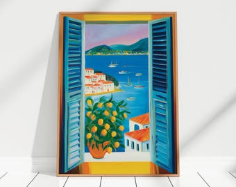 Open Window Henri Matisse Print, Henri Matisse Style Fauvism Painting, Modern Exhibition Print, Mediterranean Sea, Lemon Tree, Coastal View