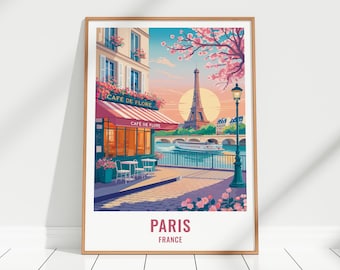 Paris Travel Poster | Paris Travel Art Print, French Wall Decor, Paris Wall Art, Paris Illustration Poster, Paris Travel Lovers Gift