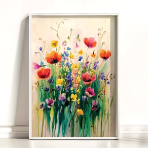 Colorful Wildflowers Watercolor Art Print, Wildflowers Watercolor Painting, Wildflowers Wall Decor, Botanical Wildflower Art Print