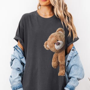 Oversized Teddy Bear T-Shirt,Cute Plush Bear Graphic Tee for Women,Cozy Aesthetic Streetwear, Fun Gift Idea-Kawaii Gift Idea-bear lover gift
