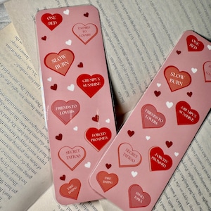 Romance Tropes Bookmark | laminated | Pink Hearts Bookmark | Bookish Gift for  Readers | BookTok Inspired | Romance Book Lover Aesthetic