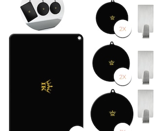 Induction Kings, 6 protectores de inducción + 3 perchas de lujo gratis - Calidad premium, antideslizantes, función de refuerzo y sin BPA - Cocina