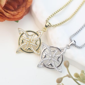 Witch Knot Necklace: 925 Sterling Silver Moon Phase Wiccan Protection Amulet