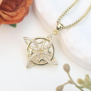 Colar com Nó de Bruxa e Fases da Lua – Talismã Pagão em Prata de Lei 925 – Amuleto de Proteção Wiccan para Bruxas e Mulheres Místicas