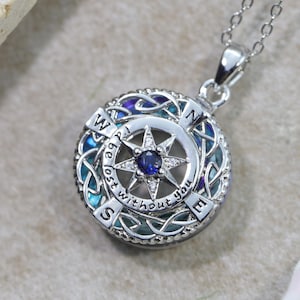 Birthstone Compass Necklace, Celtic Knot Pendant, I'd Be Lost Without You Gift, Graduation Gift, Travel Jewelry for Her Him