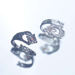 Witch Knot Ring - 925 Sterling Silver Adjustable Celtic Knot Ring for Women, Wiccan Pagan Protection Jewelry, Magic Talisman Ring