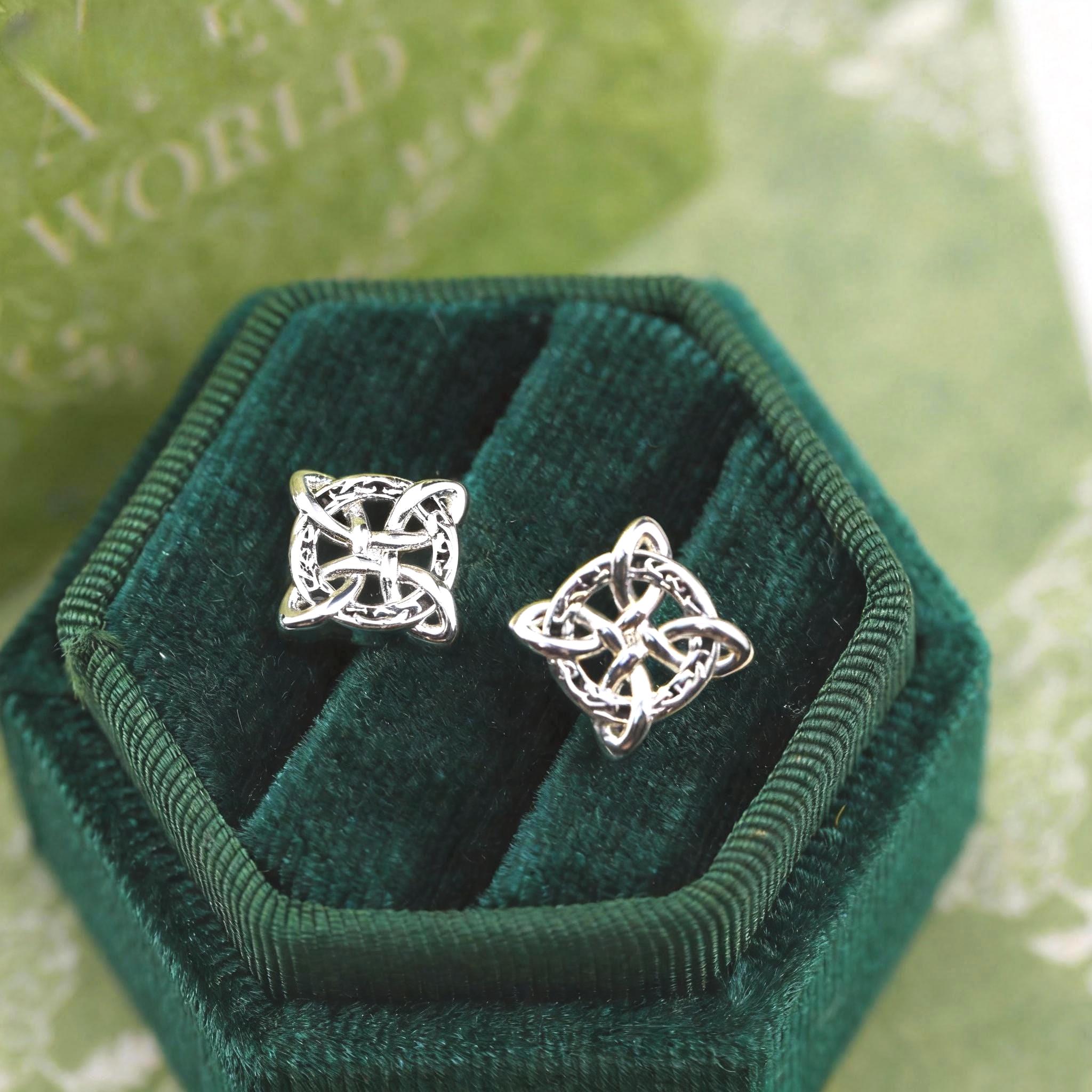 Orecchini A Bottone Nodo Celtico In Argento Sterling 925 – Gioielli Ipoallergenici Irlandesi Per Donne E Ragazze