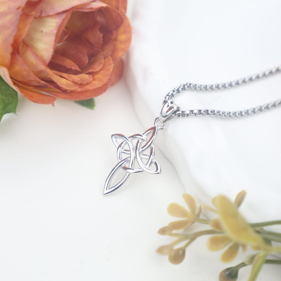 Celtic Cross Necklace: 925 Sterling Silver Irish Knot Pendant ...