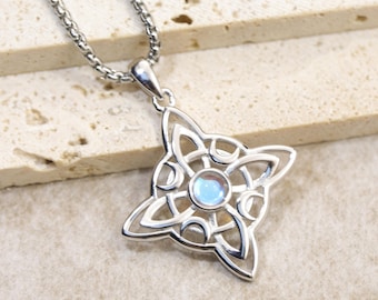 Collar de Nudo de Bruja: Colgante Celta de Plata de Ley 925 para Protección Wicca