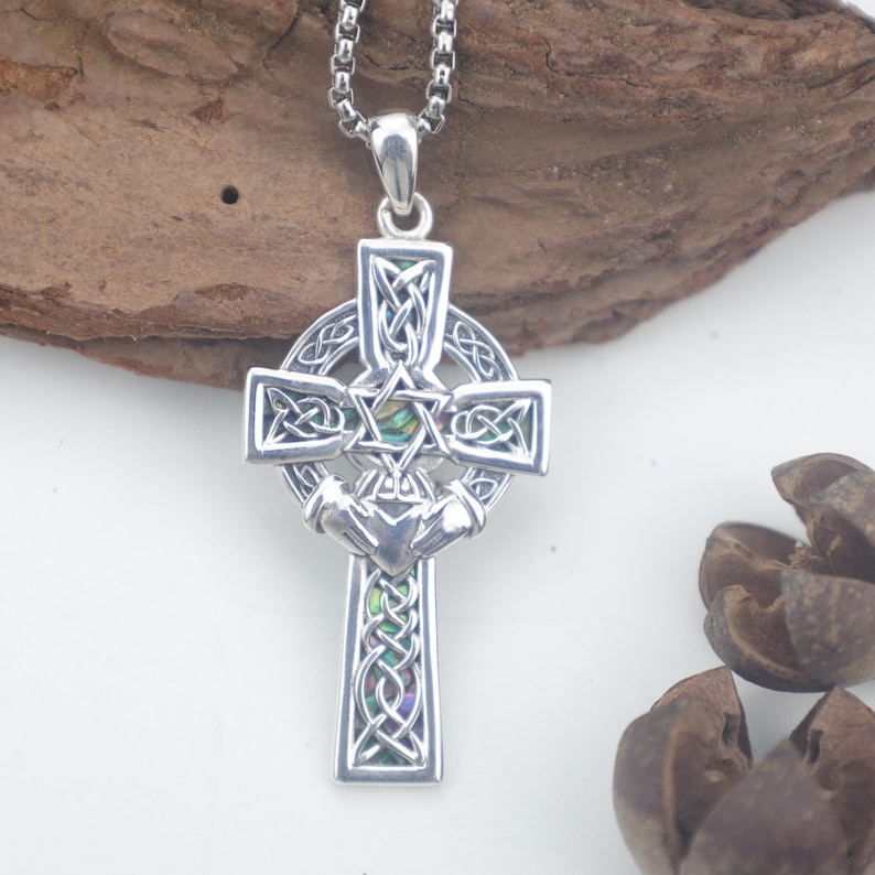 Celtic Cross Necklace: 925 Sterling Silver Celtic Knot Pendant ...