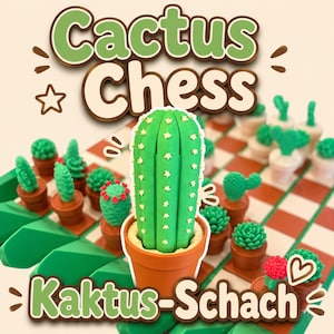 Ajedrez Cactus – Juego de ajedrez en una maceta con casillas de reina integradas | Producto impreso en 3D