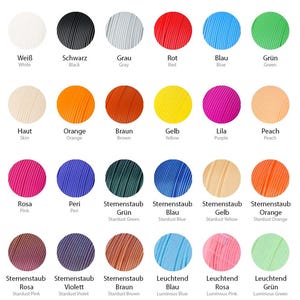 Puede incluir: Una carta de colores con 24 muestras de colores circulares. Los colores incluyen blanco, negro, gris, rojo, azul, verde, piel, naranja, marr&oacute;n, amarillo, morado y melocot&oacute;n. Colores adicionales incluyen rosa, peri, verde polvo de estrellas, azul polvo de estrellas, amarillo polvo de estrellas y naranja polvo de estrellas.