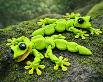 Gecko articulado - Lagarto impreso en 3D, compañero de escritorio | aprox. 10 cm de largo | Regalo para amantes de los reptiles