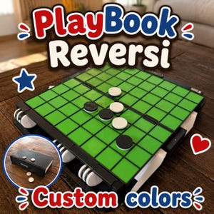 PlayBook'd Reversi | Strategiespiel im Buchdesign | Magnetisches Spiel für 2 Personen | 3D-gedrucktes Reisespiel