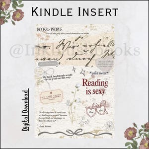 bookish insert | kindle printable | clear case insert | digital download