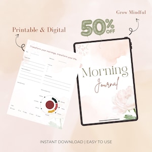 Diario digitale minimalista del mattino: pianificatore giornaliero per la cura di sé (download digitale)