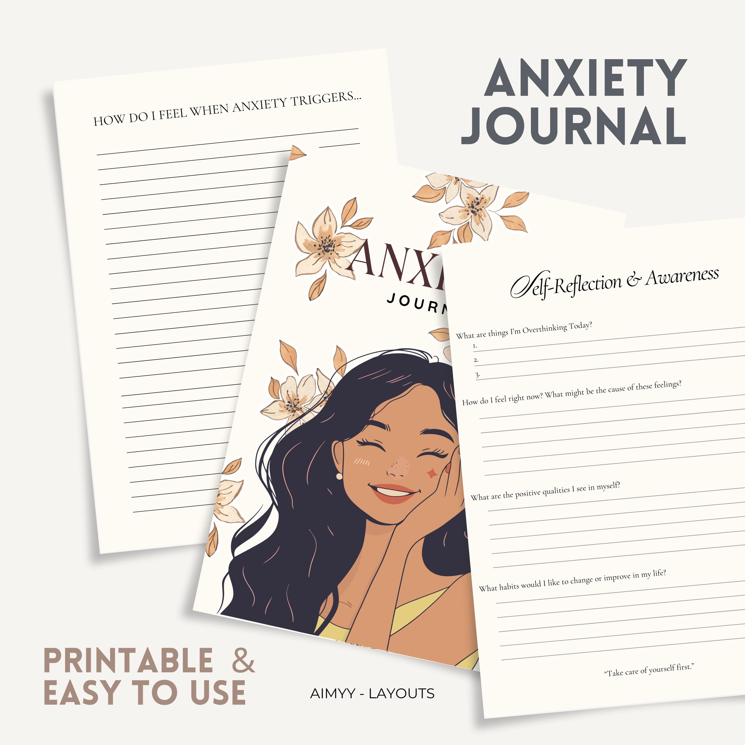 Calm Mind Anxiety Journal - Printable Digital PDF, Mood Tracker ...