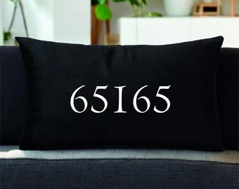 Personalized Zip Code Pillow Cover – Custom Burlap Style Cushion With Location Numbers For Housewarming Gift, City Pride Or Home Decor