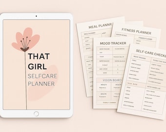 That Girl Self - Care Planner- A4 Printable Wellness Journal (Meal, Mood & Fitness Tracker)