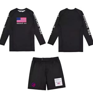 Shoyoroll Batch #151 24 Americana Jiu Jitsu Training Fitted Rashguard LS and Shorts