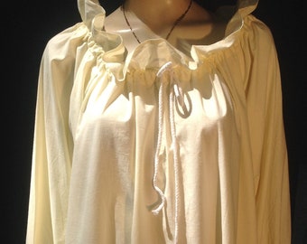 58" BUST~NWT~MUSEUM Replicas Limited~100% Cotton Ivory Ruffled Wench Prairie Long Dress Or Night Gown~Victorian~Long Ruffled Sleeves~Xl Plus