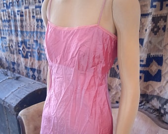 New 90's "INC" Pure SILK Crinkled Dress PINK Spaghetti Straps Empire Waist Shimmery Raggedy Chic Fairy Lace Trim Size 6