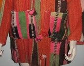 Berber MOROCCAN Blanket Rug COAT Hand Loomed Vintage All Wool Fantastic Winter Jacket Heavy Warm
