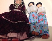 Set Of 3 KACHINA Dolls Vintage NATIVE American AUTHENTIC Velvet Dress Hand Made