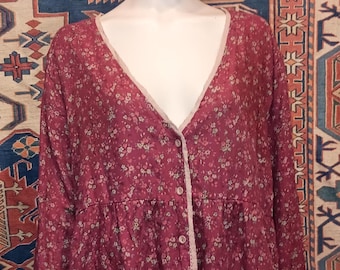 NWT TISSUE COTTON Babydoll Layered Tunic Blouse Top Cottagecore Boho Bohemian Soft Spring Light Layers Plus Size 4xl