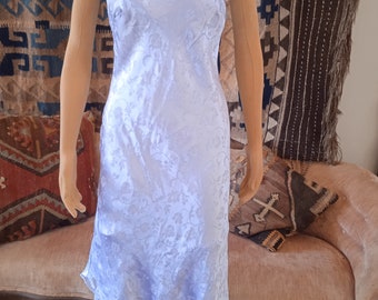 90's NWT Lavender Layers DAMASK Criss Cross Back Mermaid Dress Gown Sexy Flapper 30's Style Shimmery Sexy Layered To Die For Long 12