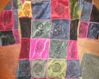 PATCHWORK VELVET NEPAL Dress Tunic Gypsy Jewel Tones Nwt Mandala Shanti Goa Roadtrip Tribal Belly Dance Bellydance Dancing Lg
