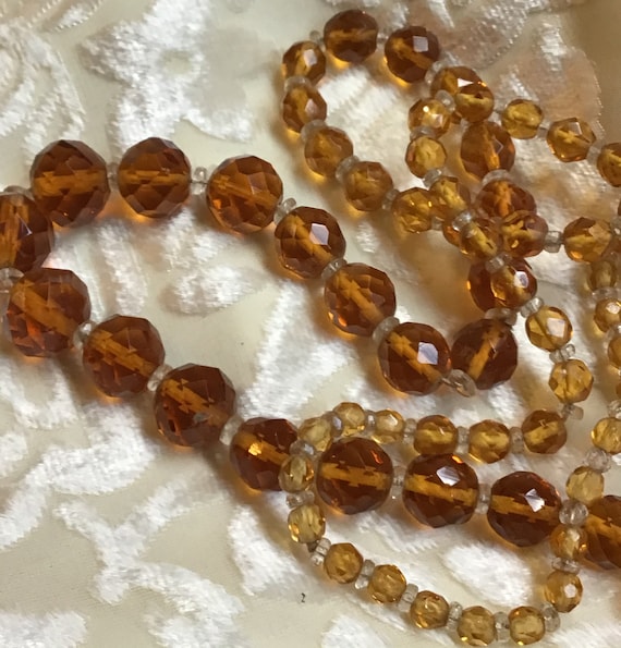 1950's~SCZECH~Faceted~GLASS~Orange~Graduated~Long… - image 5