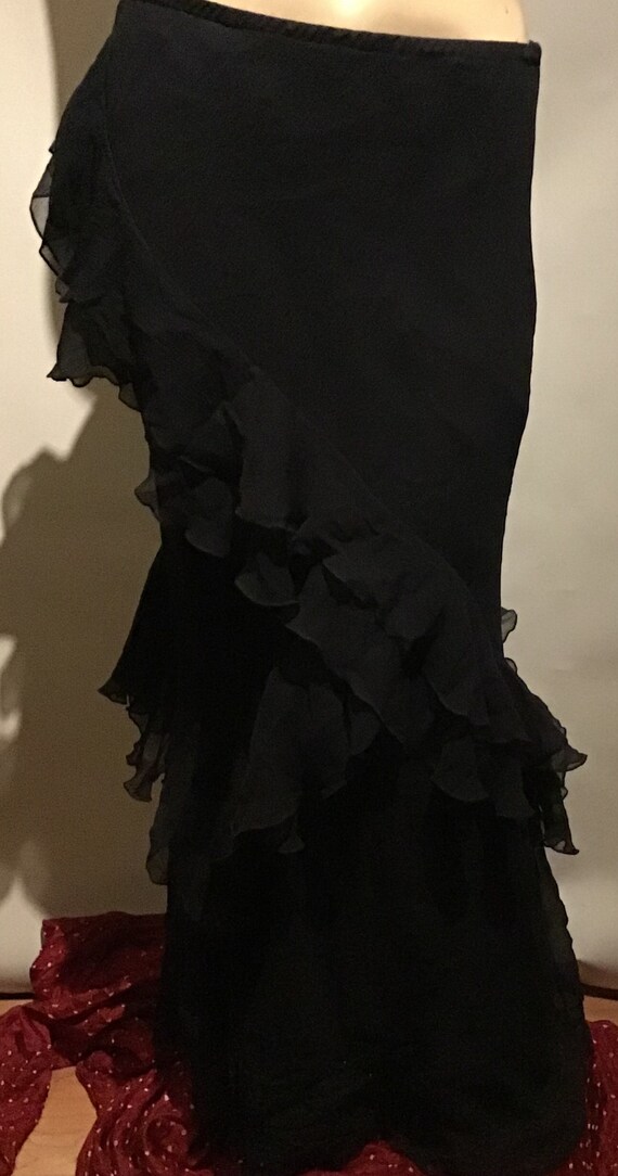 DIAPHANOUS~Pure~SILK~RUFFLED~Beaded~Mermaid~Bias C