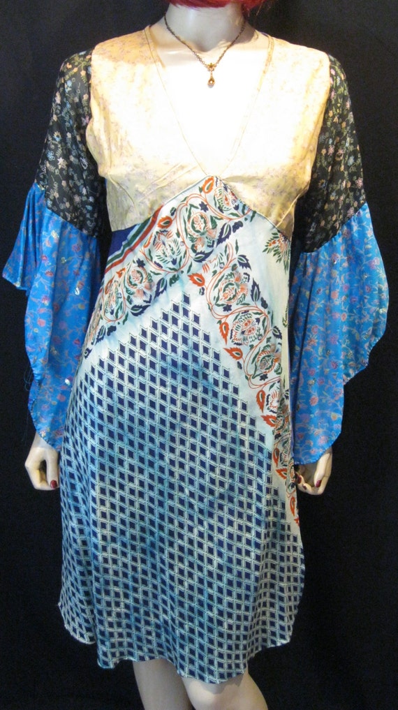 RECYCLED~Patchwork~SILK~Empire~Sari~Butterfly Slee