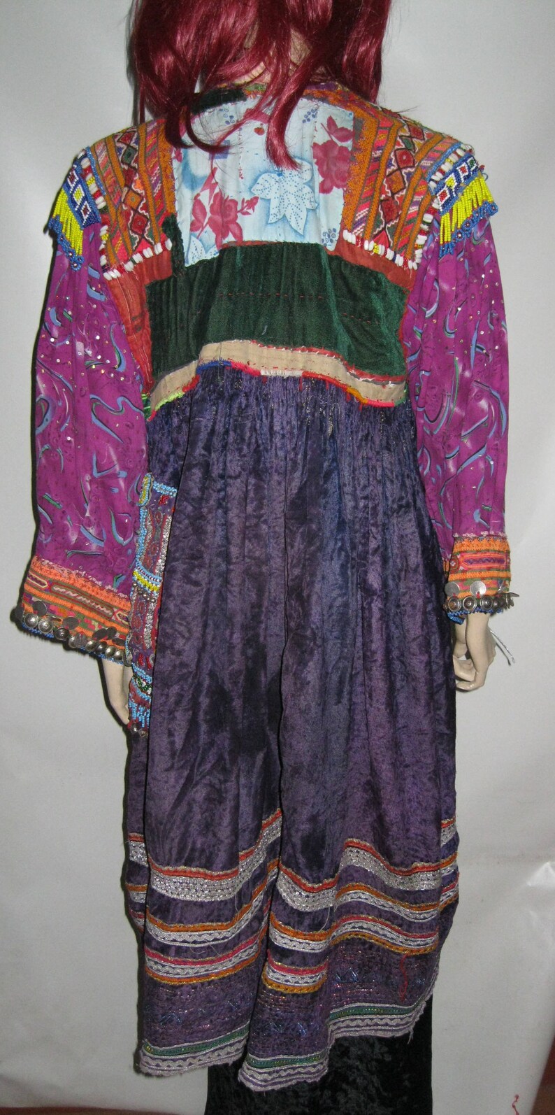 Rare Size~VINTAGE~Wedding Tribal KUCHI~Purple~Velvet ETHNIC~Dress ~ To 1X~44 Bust