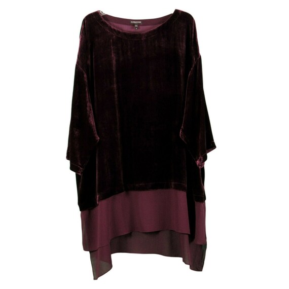 ROARING 90's~SILK~VELVET~Tunic~Top~Burgundy 3X