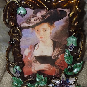 ENAMEL BEJEWELED Art NOUVEAU Style Rhinestones Flowers Bugs Picture Frame Ladybugs New Quality Boudoir Decor Cottage core Boho Chic Sparkly