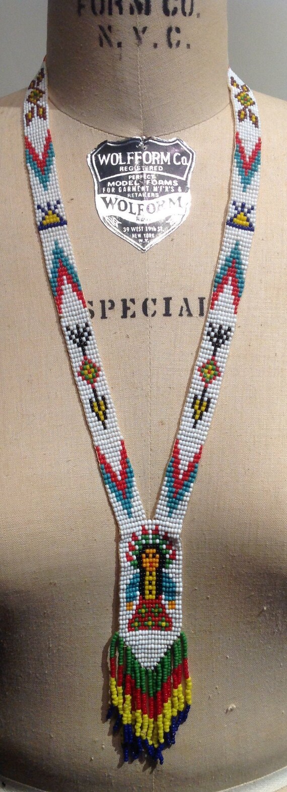 1970's~NATIVE~American~HIPPIE~Style~BEADED~Necklac