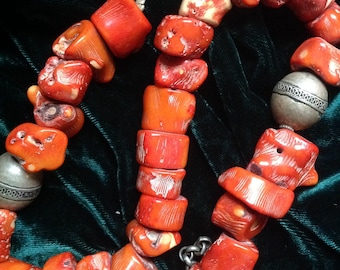 Vintage BERBER Genuine CORALS BOLD Necklace Moroccan
