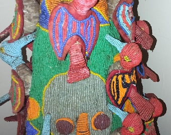 RARE YORUBA KING's Crown Elaborate Antique Filled with Birds Africa African Art Tribal Authentic 3D Birds