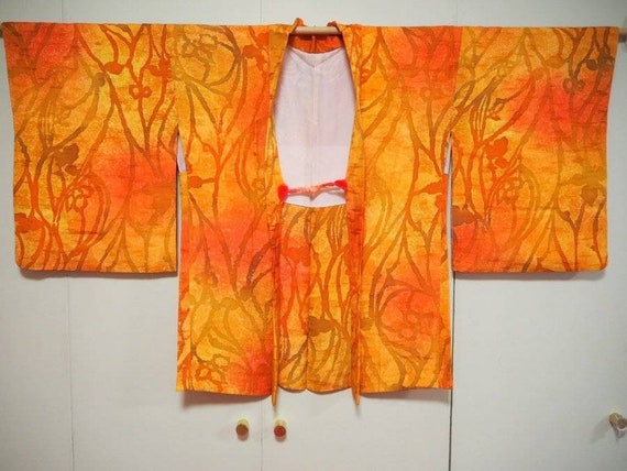 Vintage~Japanese~PURE~Silk~kimono~HAORI~Hitokoshi~