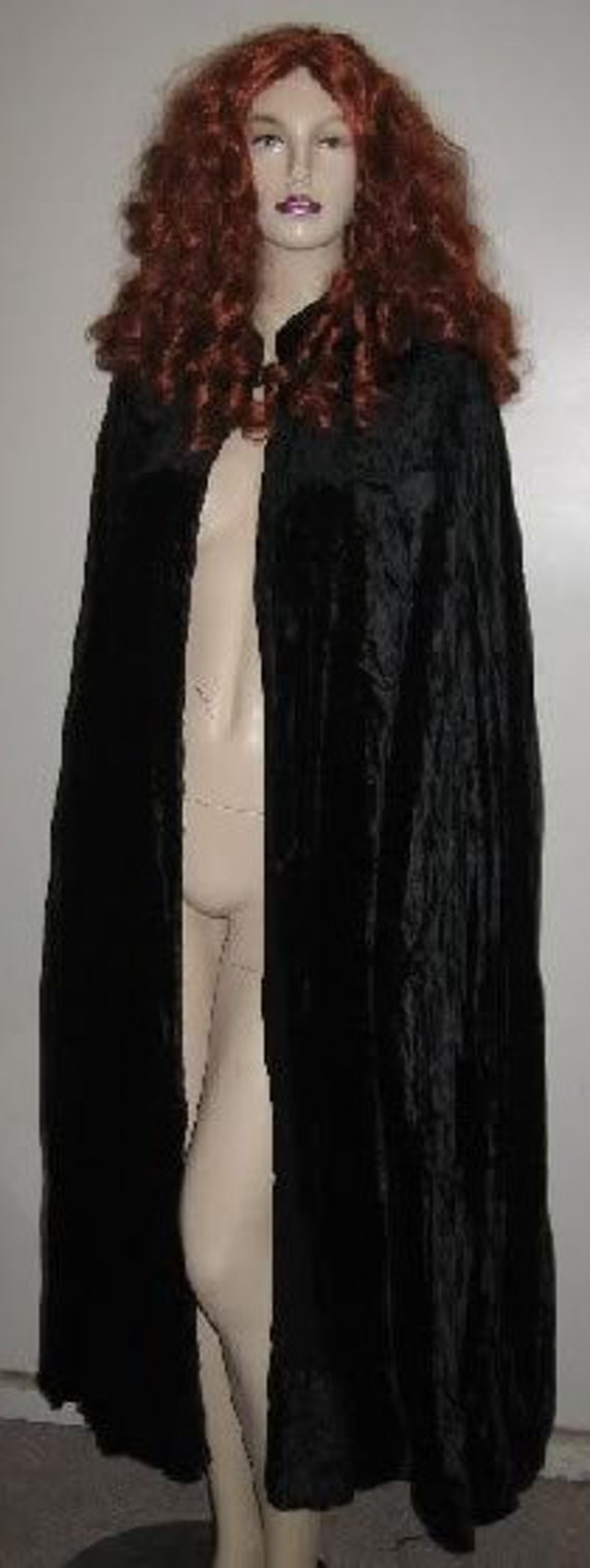 1930's~Silk~VELVET~Black~Hooded~GOTHIC Cape~From L