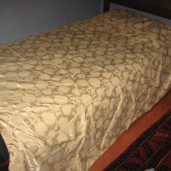 1900~Authentic VICTORIAN Golden DAMASK Bed COVER Bedspread Twin~Gold Victoriana Baroque Cottagecore Floral Embossed~CottageCore~Shimmery