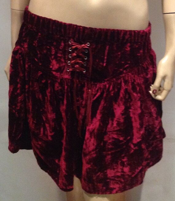 High Quality VELVET Short MINI Skirt BURGUNDY Sma… - image 5