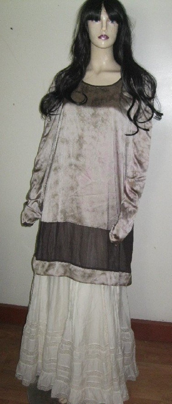 44" Bust XL Lagenlook~New Tunic~20's~ Pure SILK~De