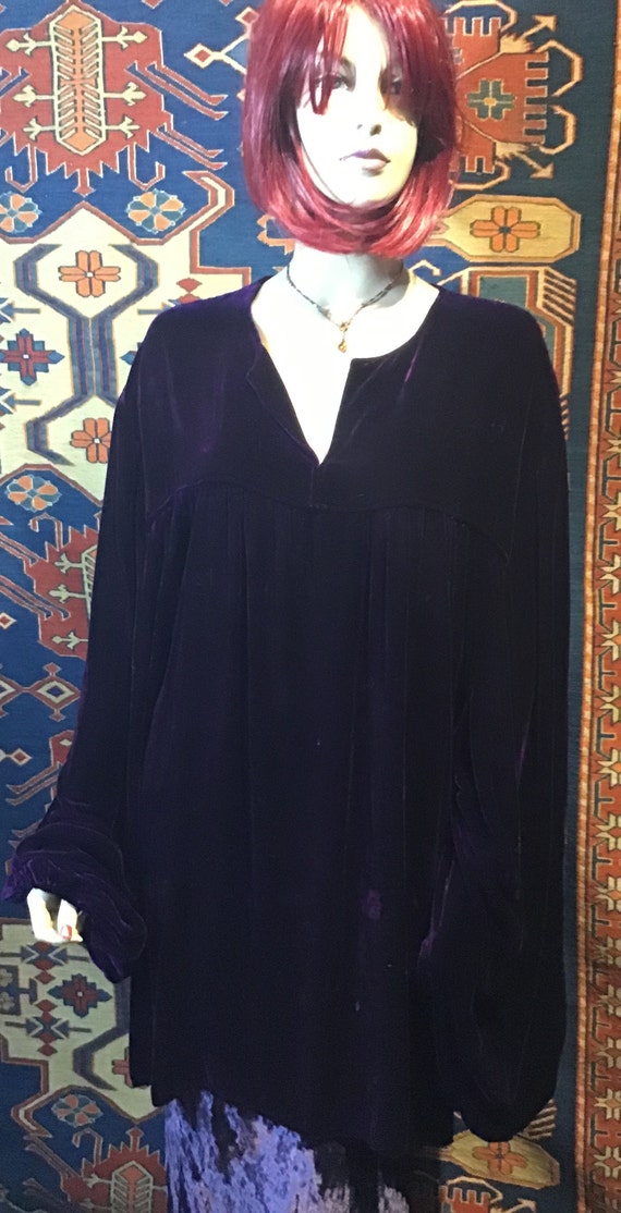 POET~Blouse~PURPLE~Silk~VELVET~"Gypsy Moon"~Never… - image 2